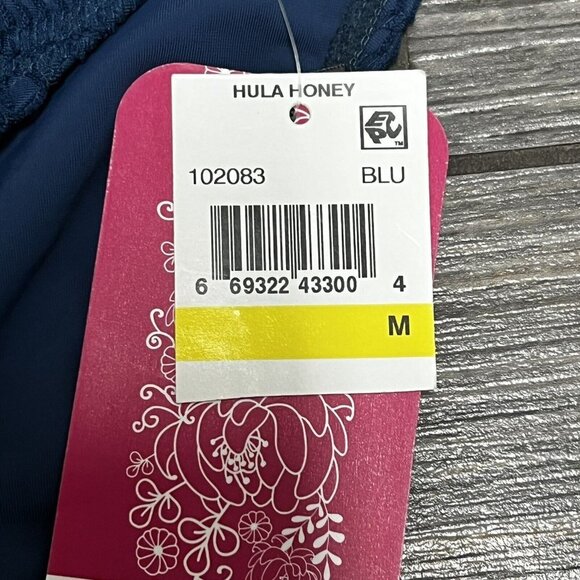 NWT Hula Honey Bikini Bottoms Juniors' Medium Blue Crochet Side Tab Swim Bottoms - Picture 8 of 11